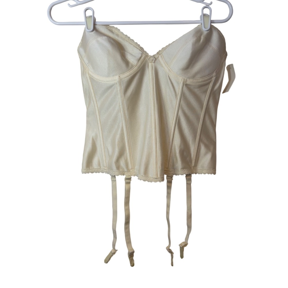 Carnival Vintage Low Plunge Backless Satin Longline Bra Bustier Corset Size 36C